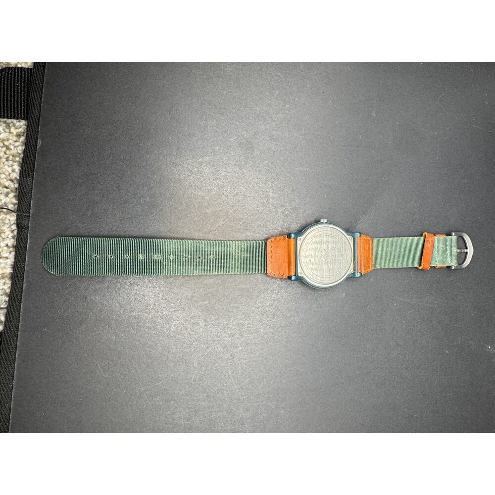 Vtg Timex Expedition Indiglo WR 50 Green Case & Nylon Band 36.7mm Watch - Picture 7 of 9